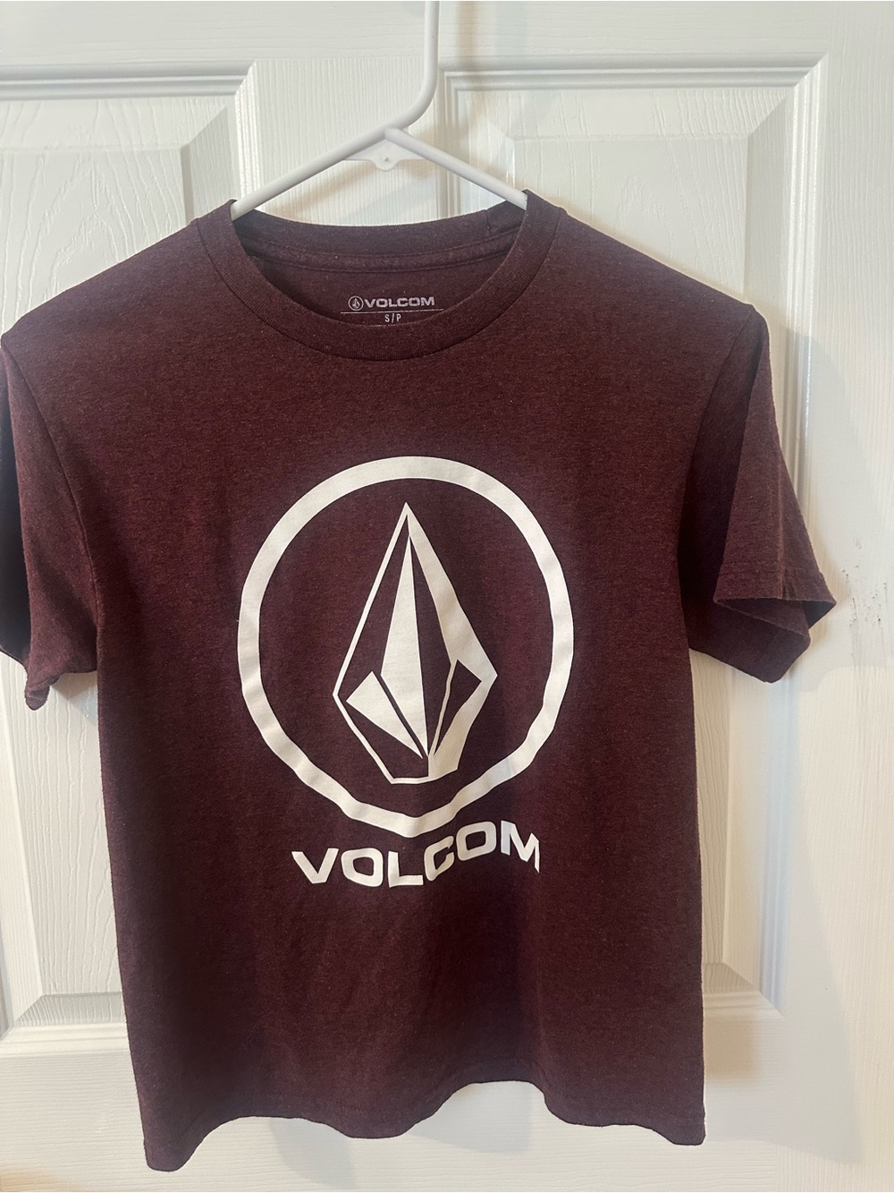 Volcom Maroon Crewneck Tee with White Logo